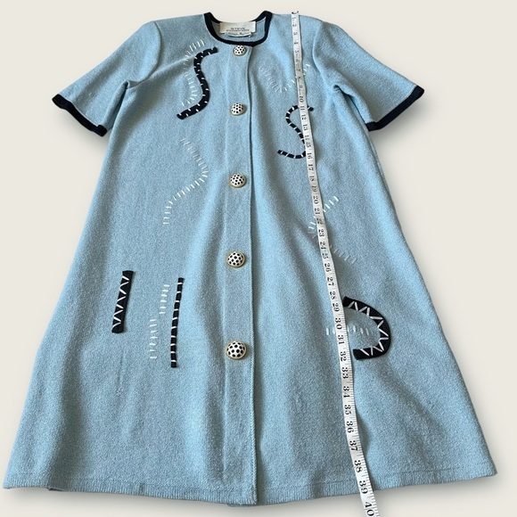 VTG 80s Steve Fabrikant Corky Sweater Shirtdress Dress Wool Blend Art Deco 6 - Picture 10 of 15